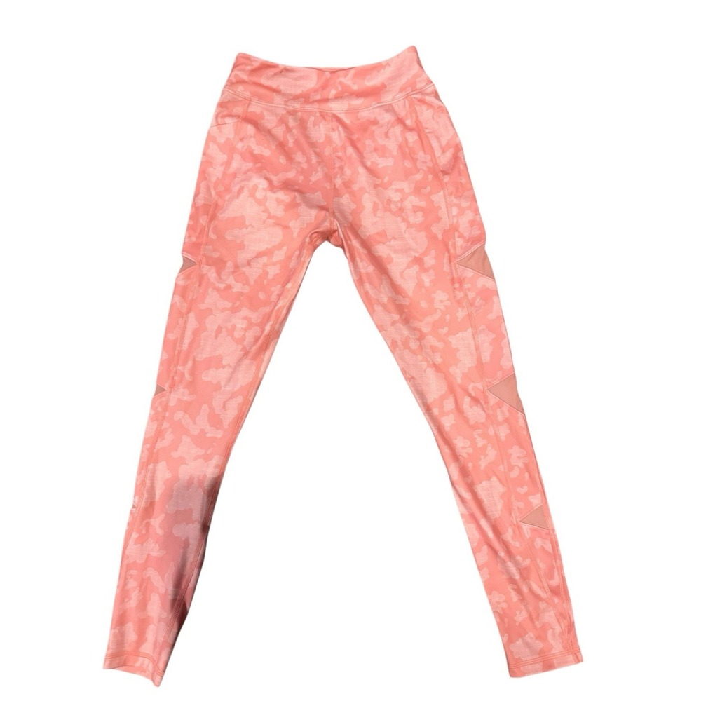 HUK women's Leggings Coral Size Small Mesh Cut Outs